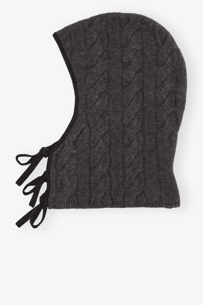 GANNI GREY AND BLACK CASHMERE MIX BALACLAVA outlook