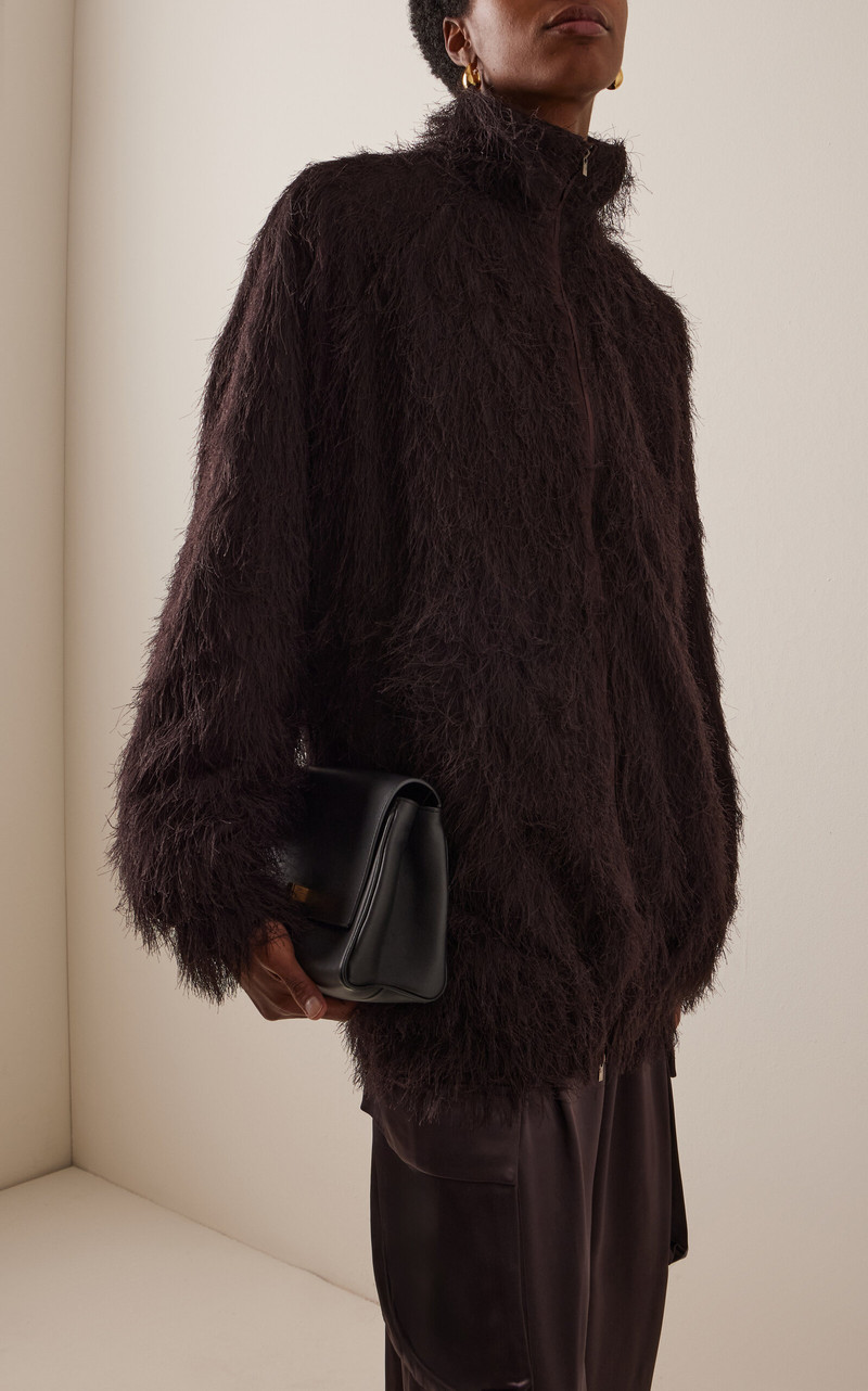 The Frankie Shop Baxter Fringed Track Jacket brown outlook