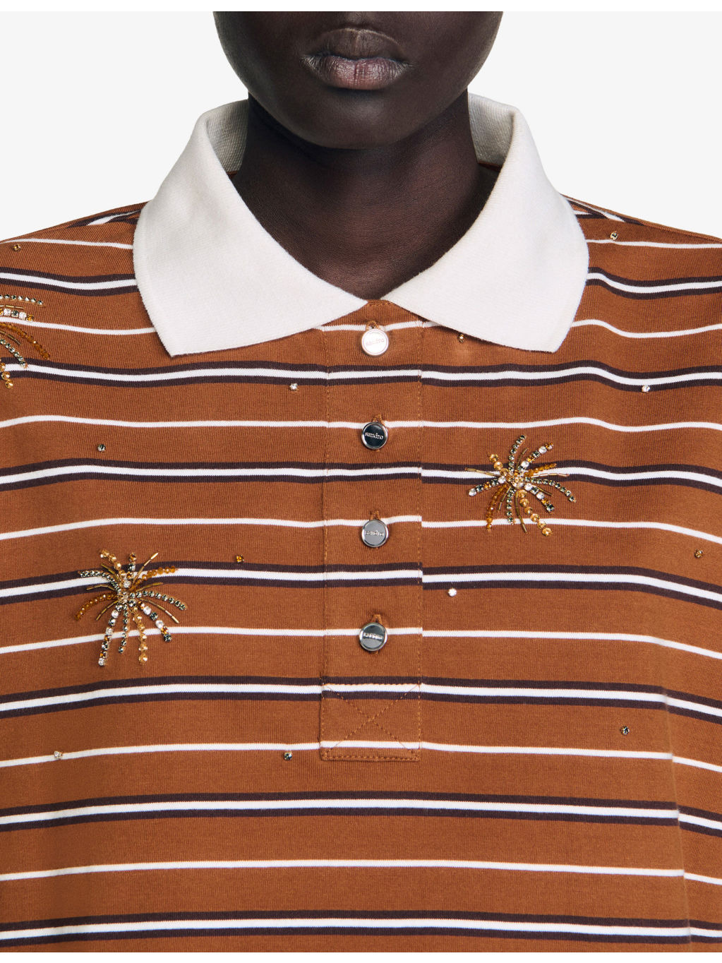 Striped Polo-Collar Cotton-Jersey T-Shirt - 5