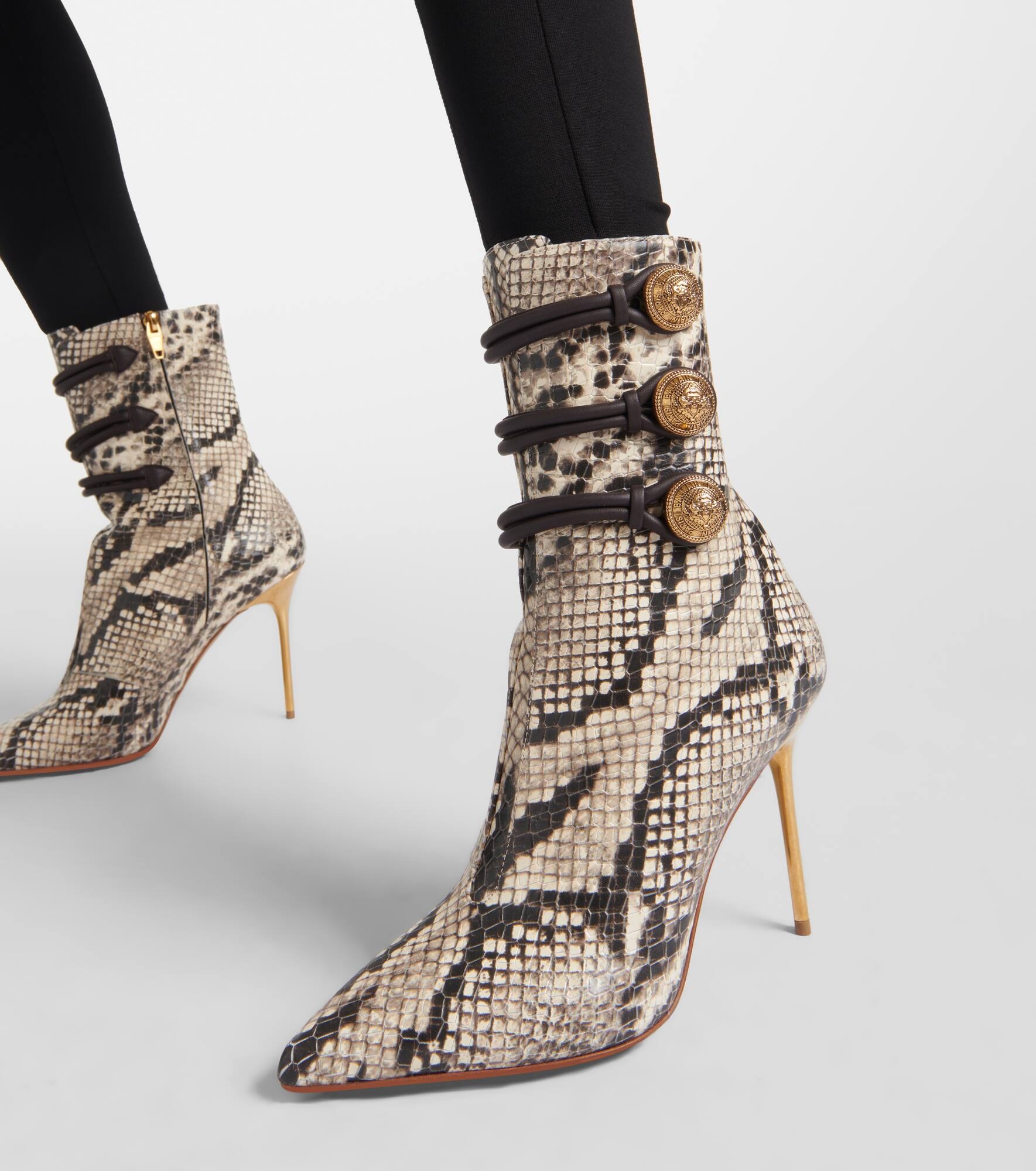Alma snake-effect leather ankle boots - 3