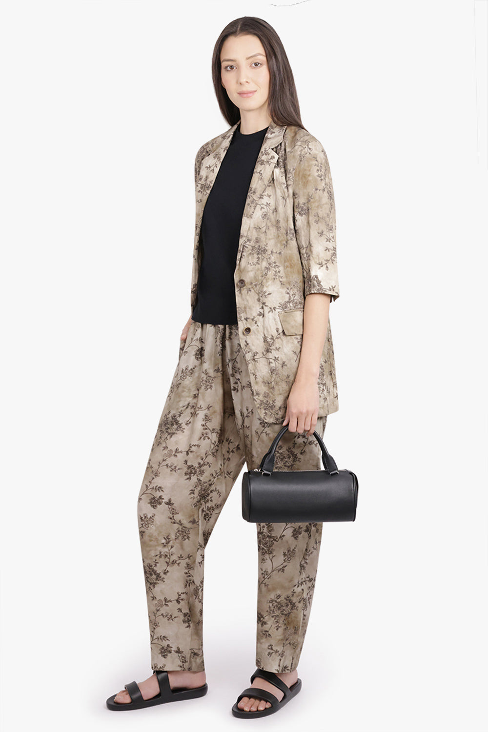 KALY FLORAL PRINT RELAXED CRINKLE JACKET | SMOKE WHITE/GREY - 2