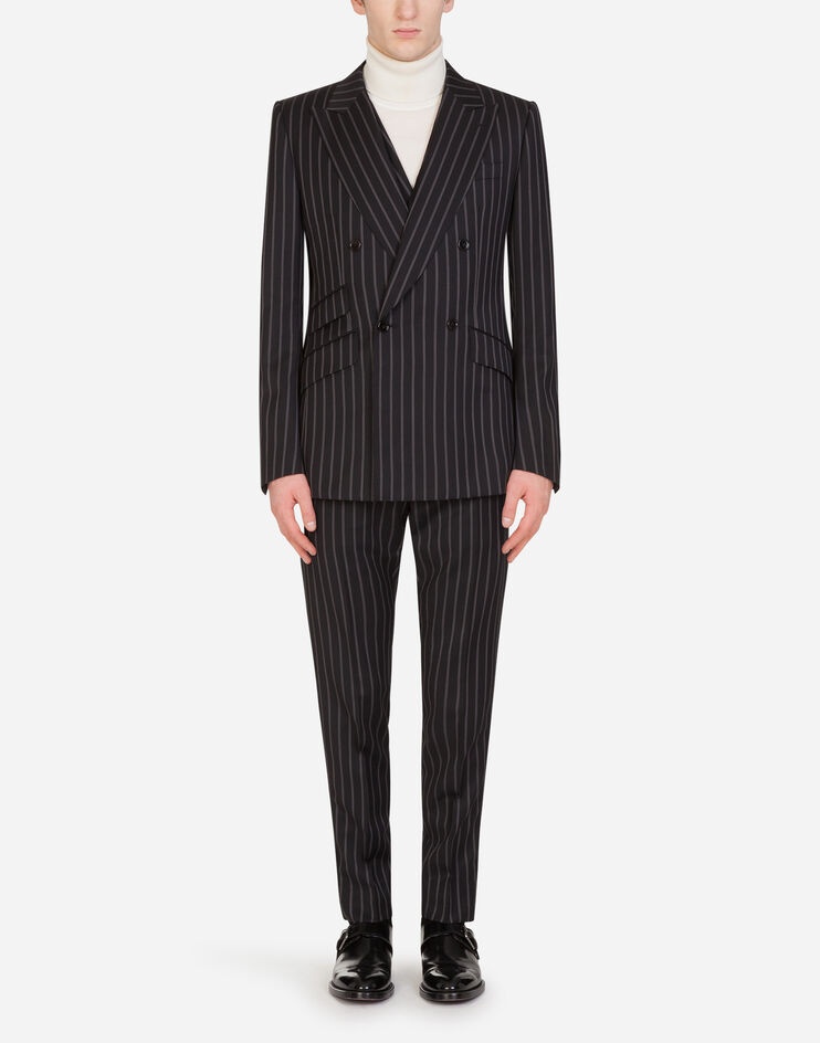 Double-breasted Sicilia-fit suit in pinstripe wool - 1