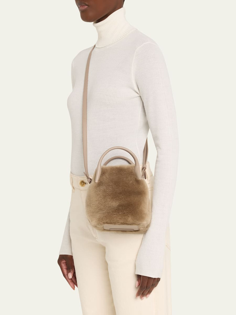 Loro Piana Bale Micro Plush Shearling Top-Handle Bag outlook