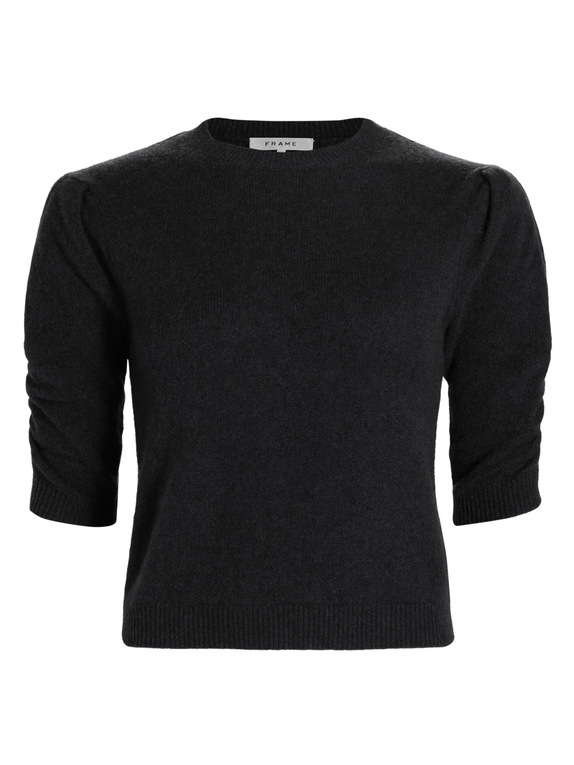 Women's Ruched Sleeve Cashmere-Wool Sweater - Noir - 1