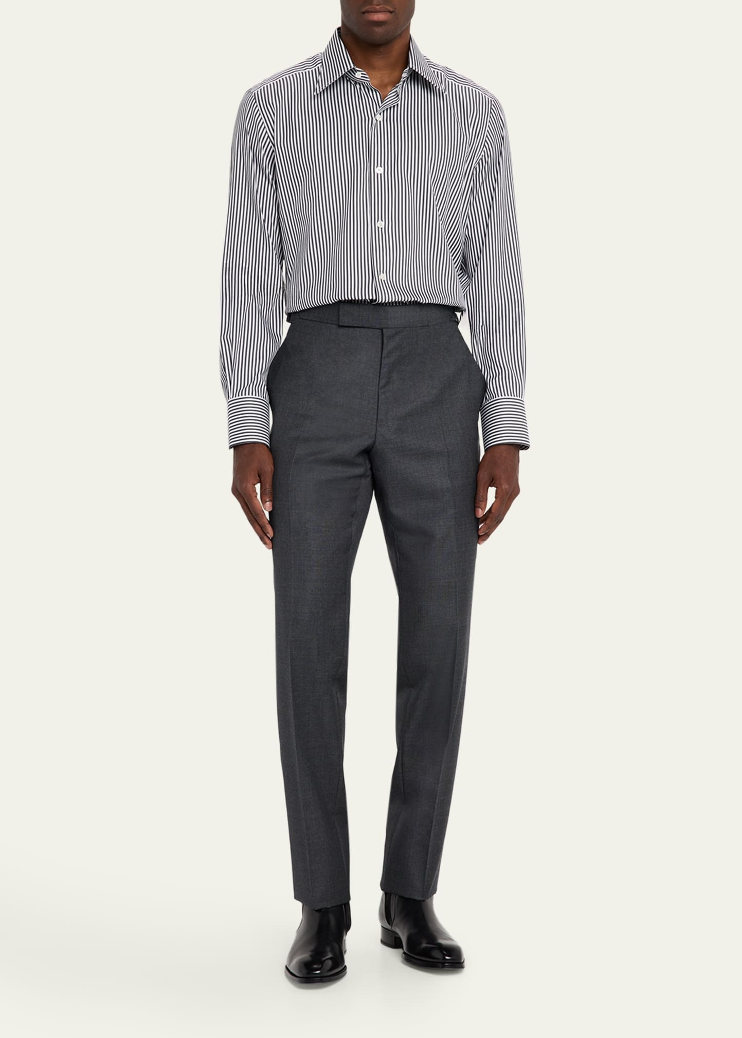 Men's Wool Sharkskin Flat-Front Pants - 2