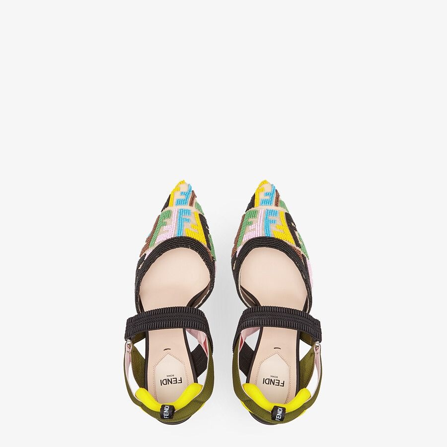 High-heeled slingbacks with multicolor beads - 4