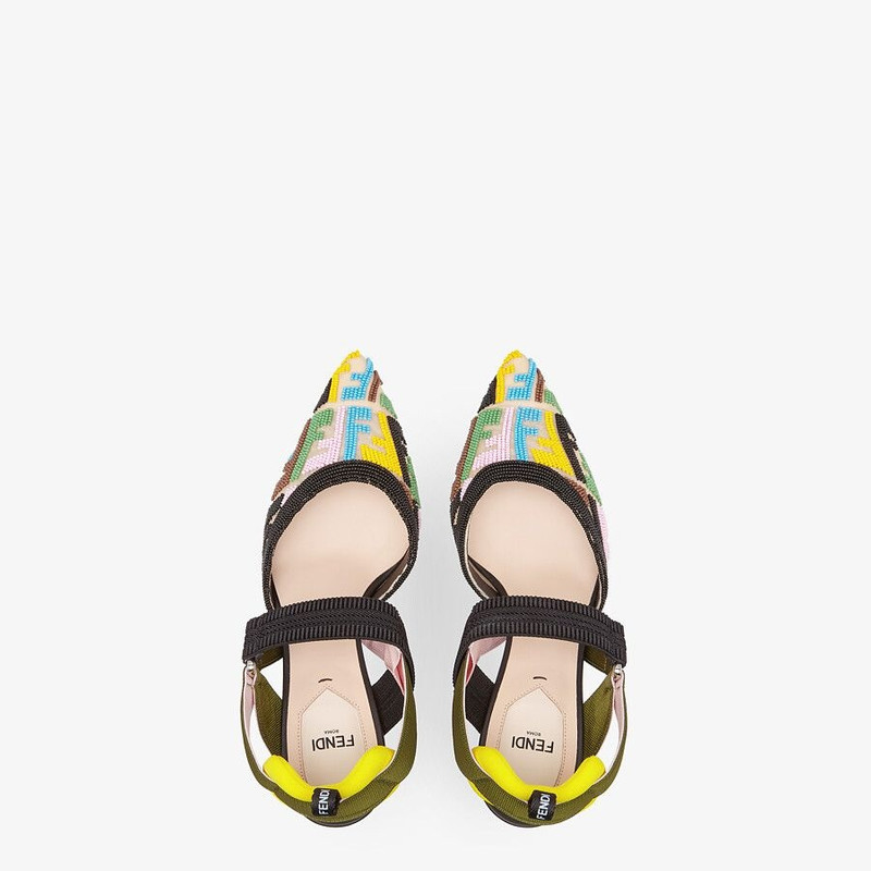 High-heeled slingbacks with multicolor beads 4