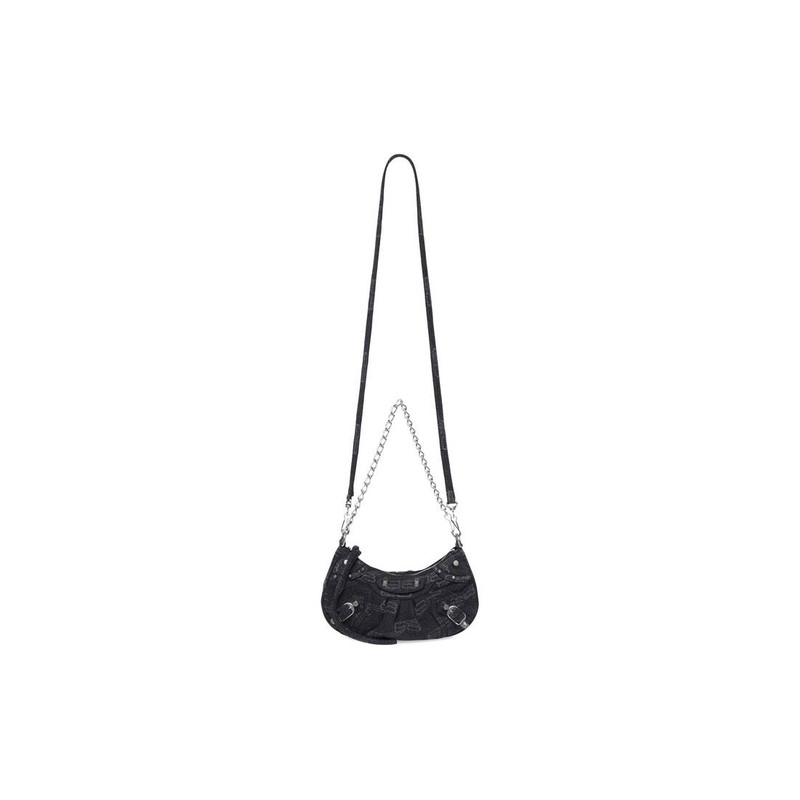 Women's Le Cagole Mini Bag With Chain Bb Monogram Denim in Black 6
