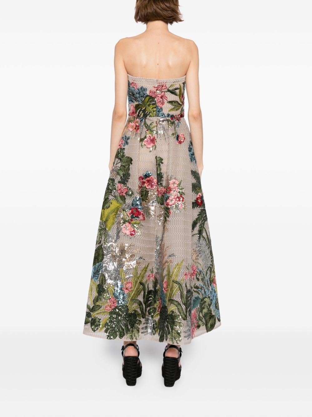 embroidered tulle midi dress - 4
