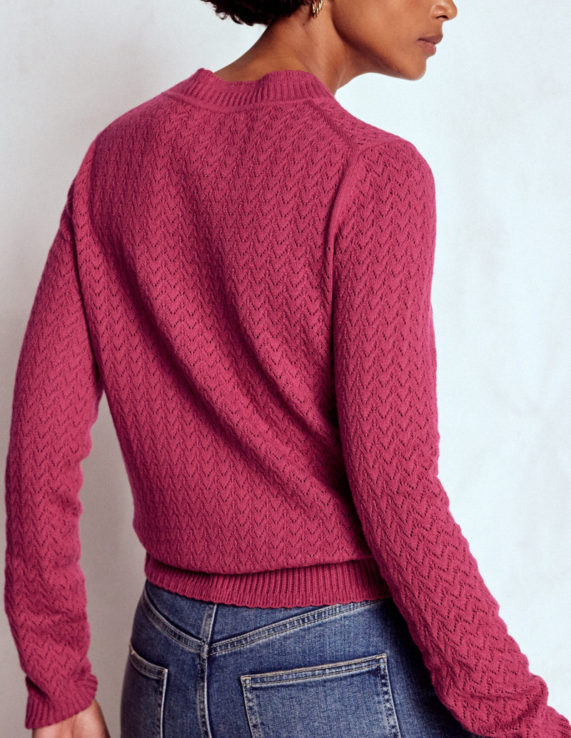 Diane Pointelle Sweater-Bright Cherry 4