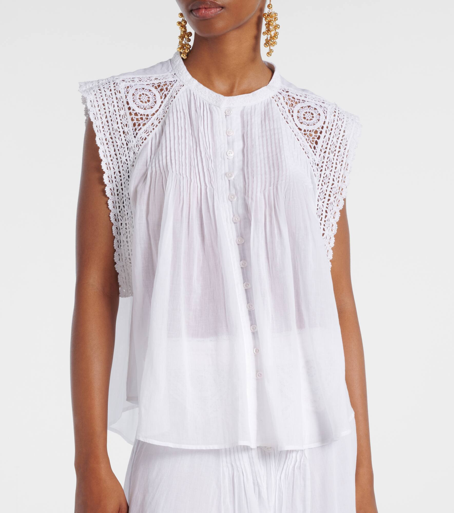 Grecia lace-trimmed cotton blouse - 5