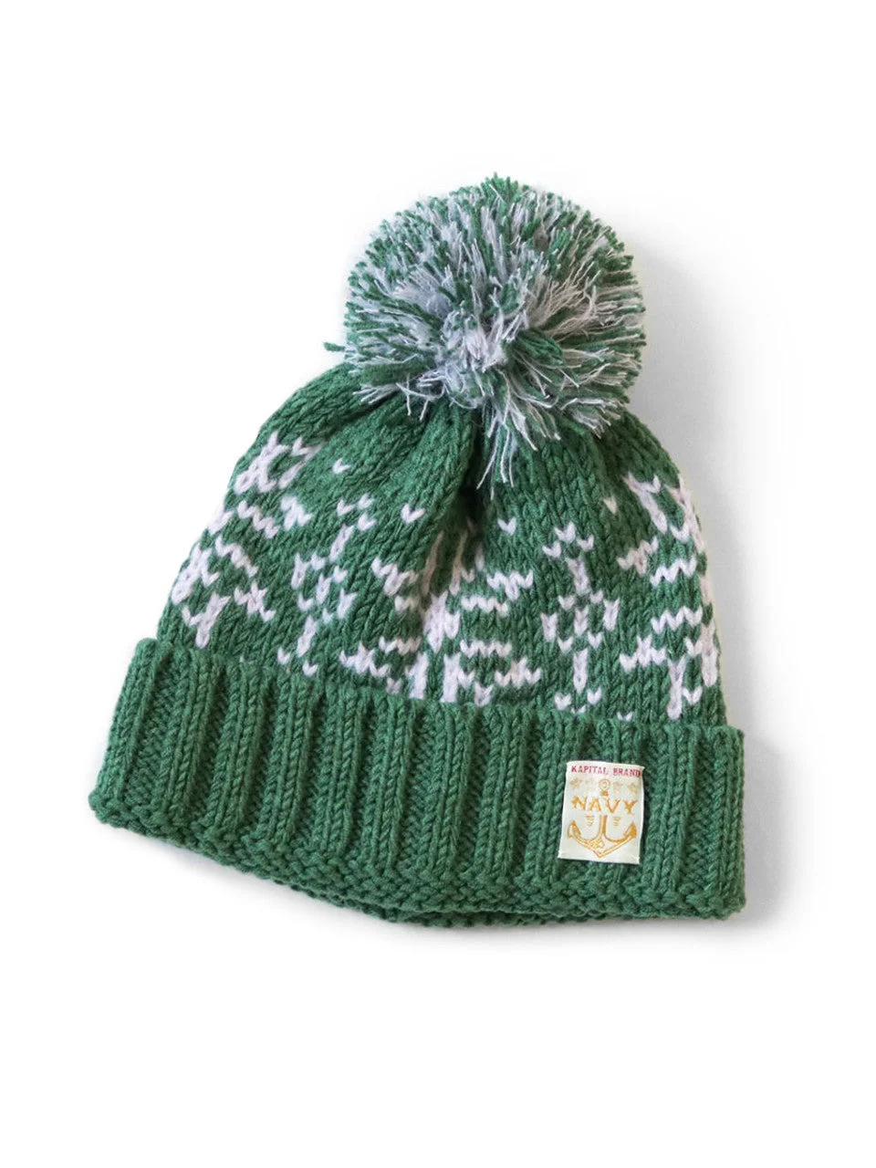 KAPITAL 3G Wool Snow Knit Cap 'Green' - 1