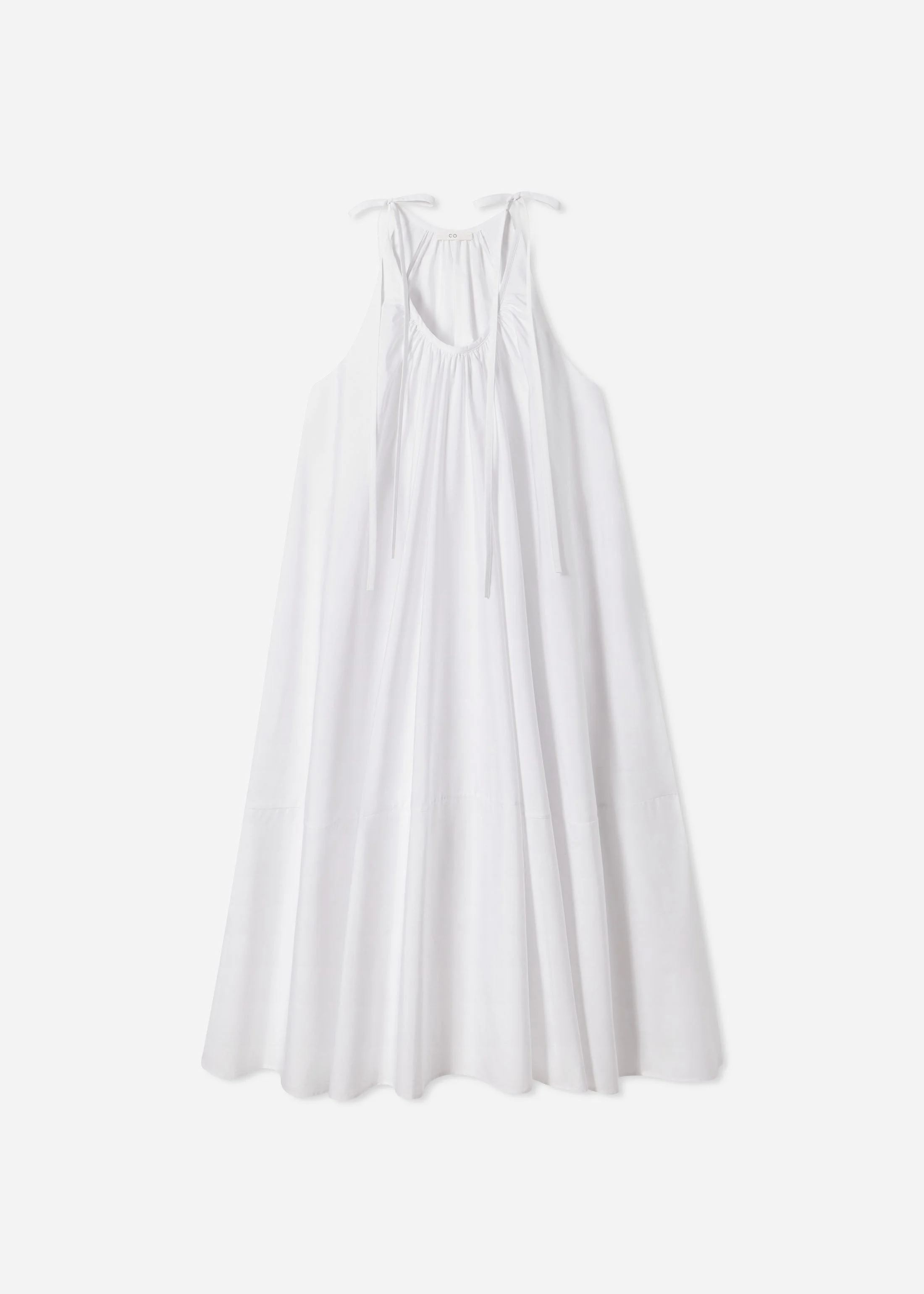 Gathered Halter Dress in Cotton Poplin - 1