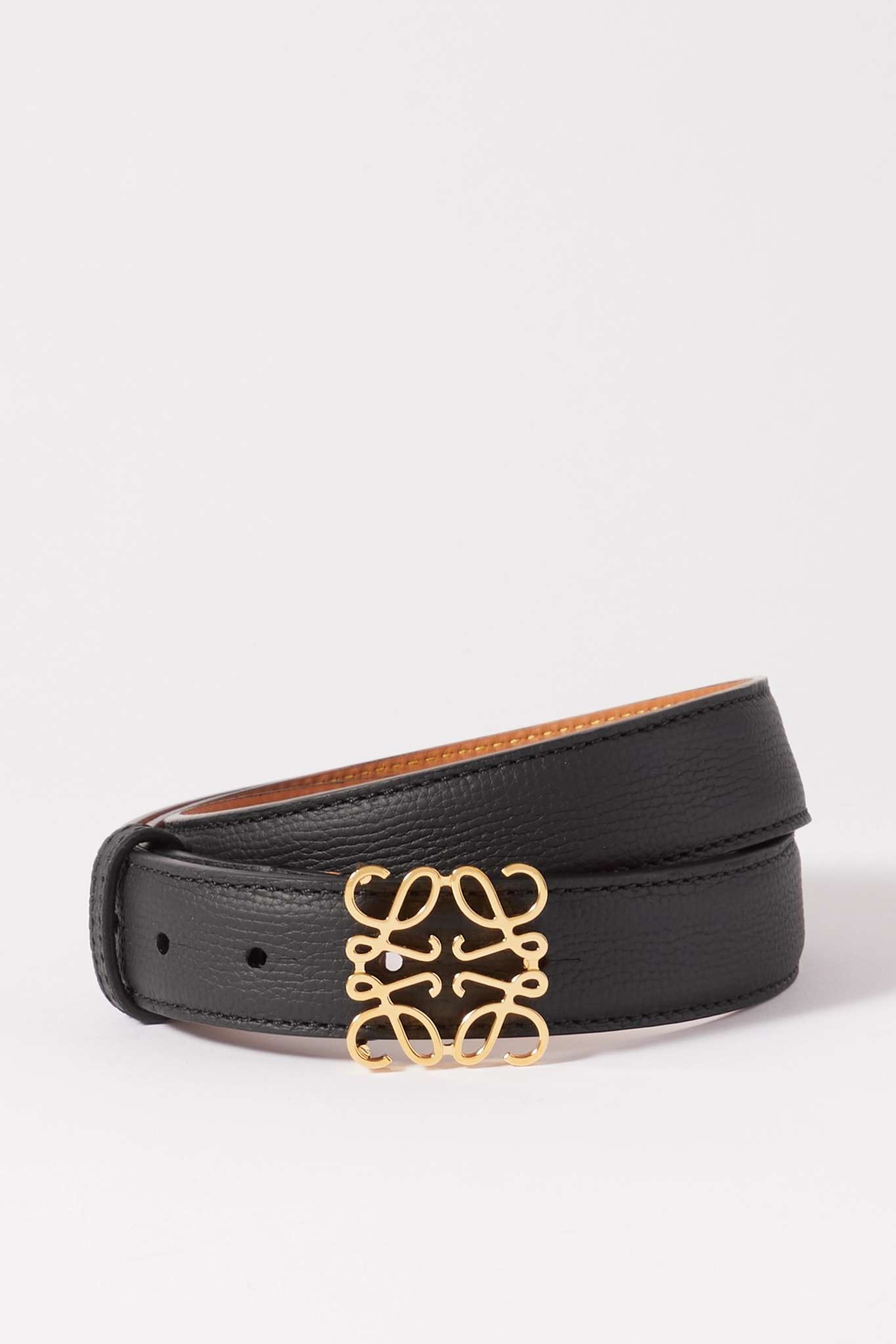 Anagram textured-leather waist belt - 1