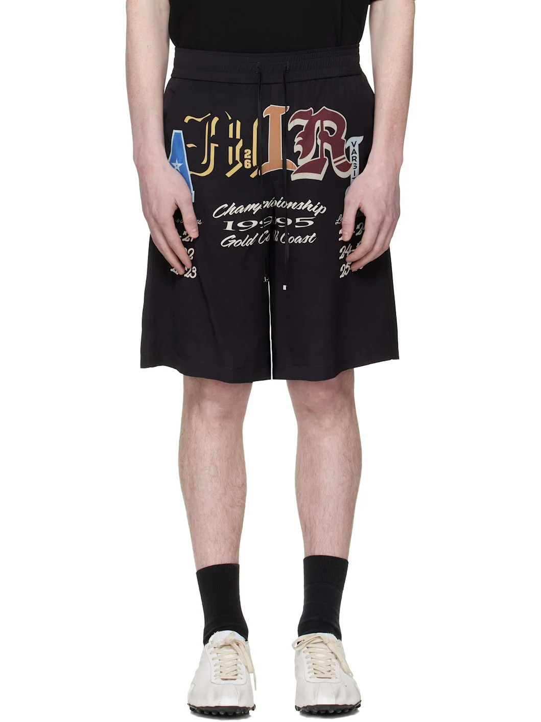 Black Varsity Patch Shorts - 1