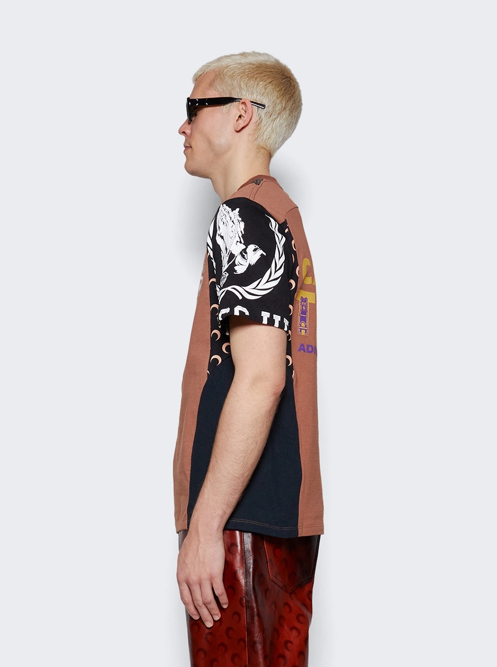 Graphic Patchwork T-shirt Brown - 4