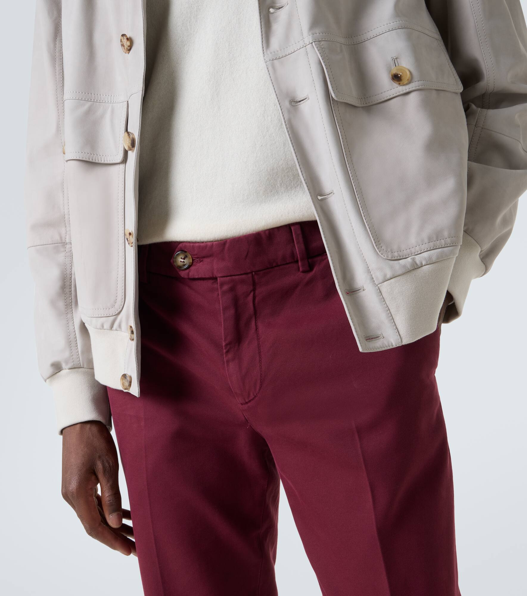 Cotton gabardine slim pants - 5