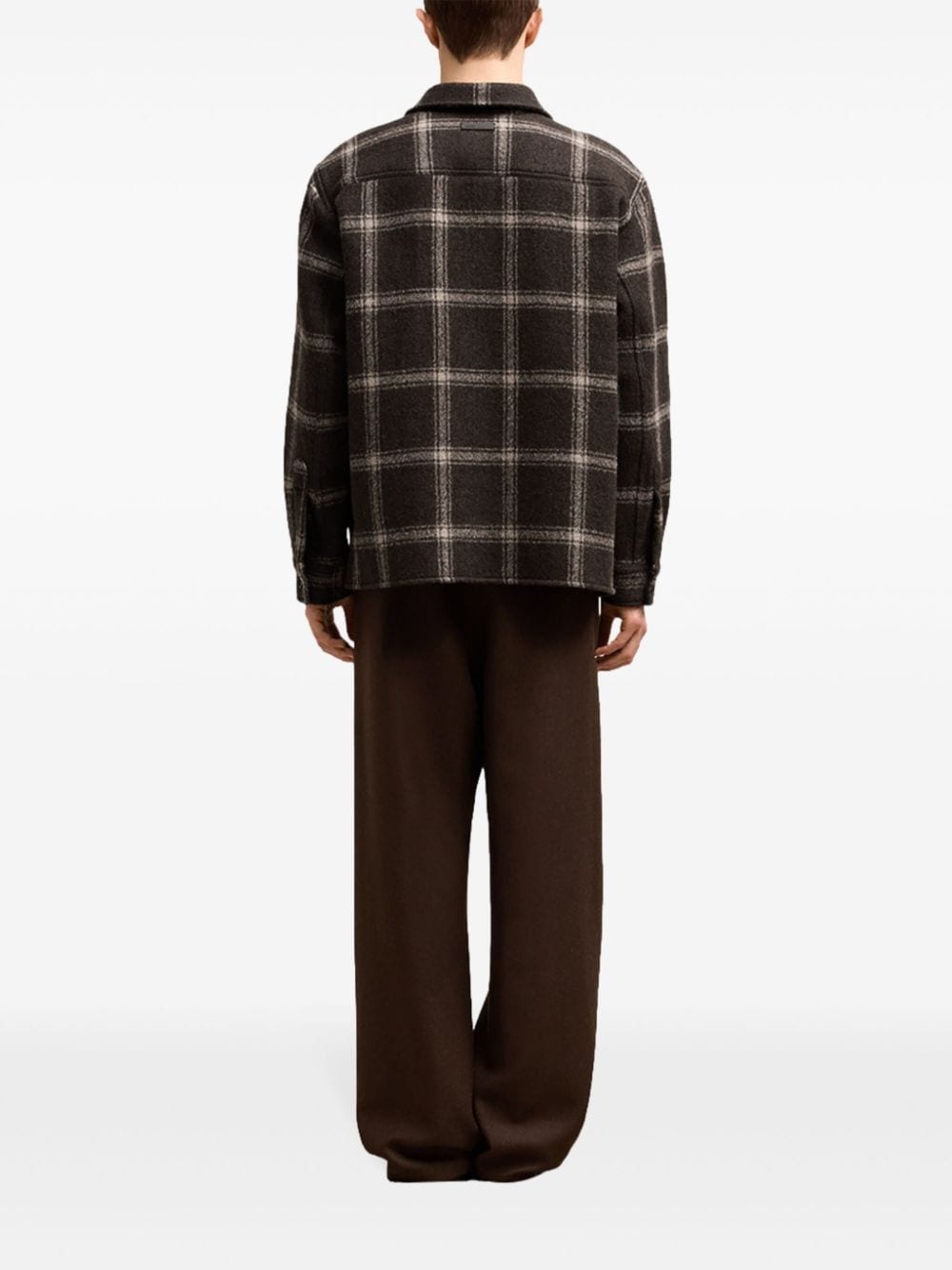 checked wool-blend shirt jacket - 4