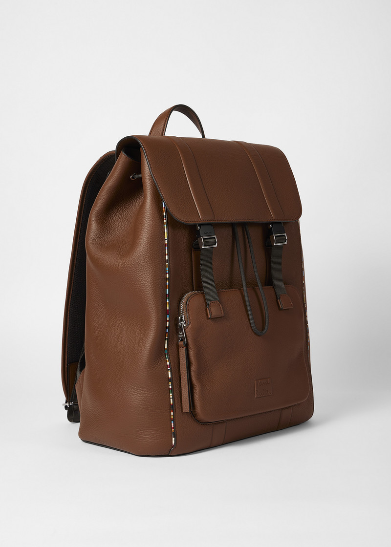Paul Smith Brown Leather Flap Backpack outlook
