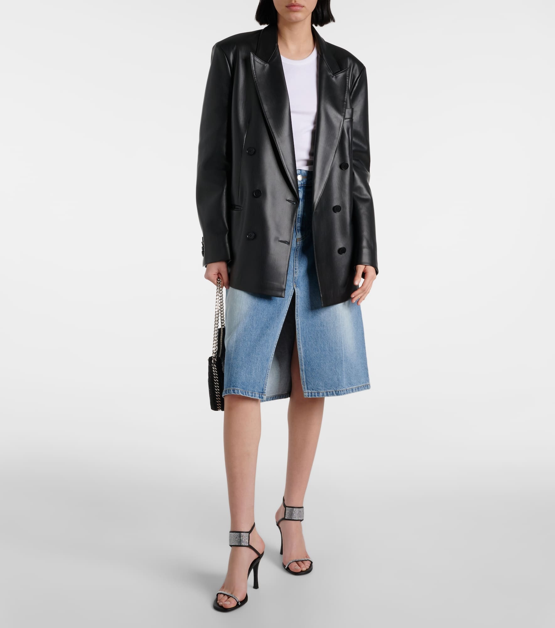 Front-slit denim midi skirt - 2