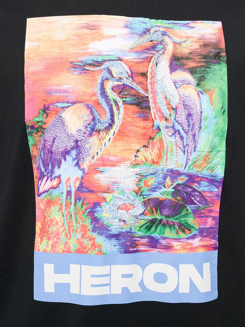 crew neck heron print T-shirt - 5