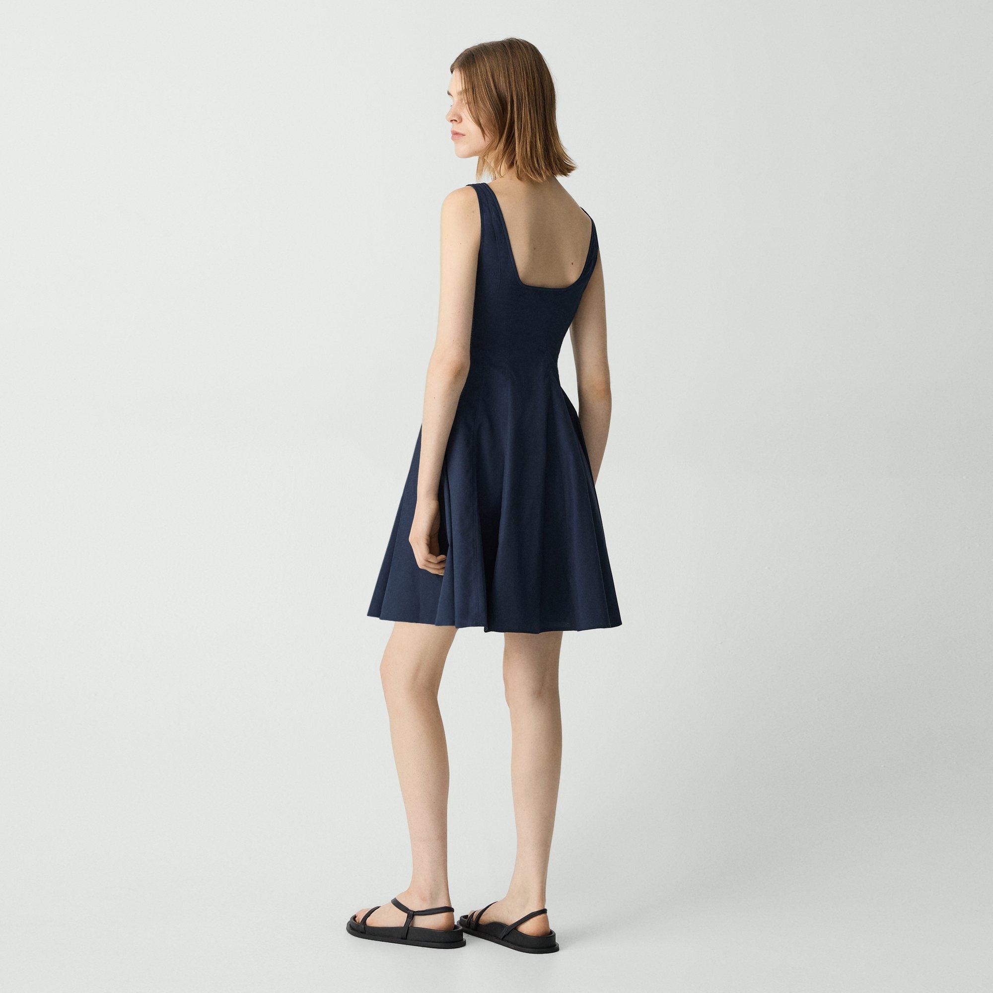 Sleeveless Fit-and-Flare Dress in Sleek Poplin - 3