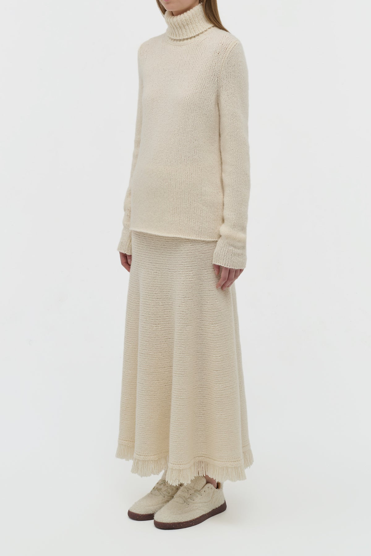 Nelle Knit Turtleneck in Ivory Cashmere - 3