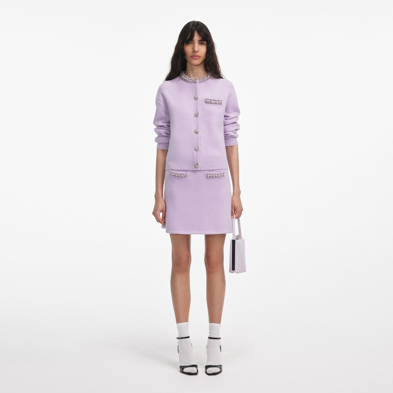 Lilac Crystal Trim Knit Skirt - 1