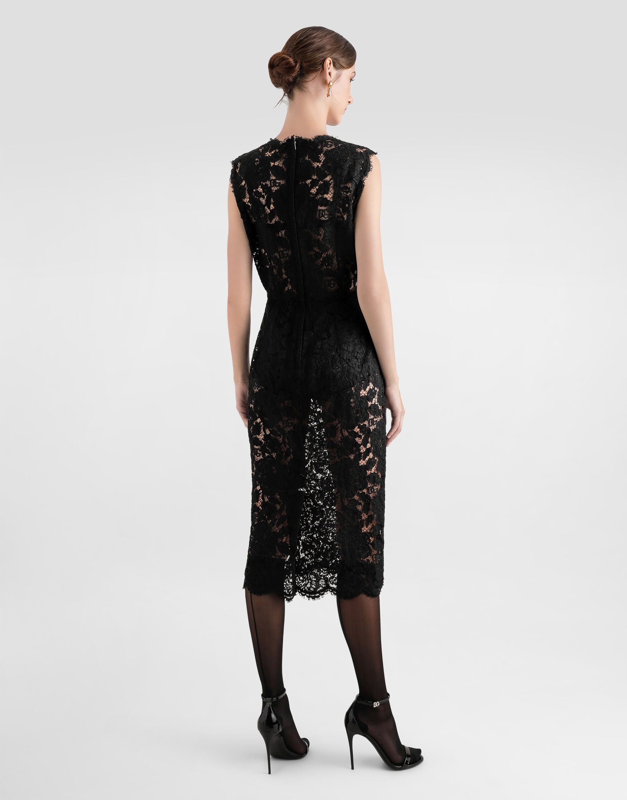 Branded stretch lace calf-length dress - 3