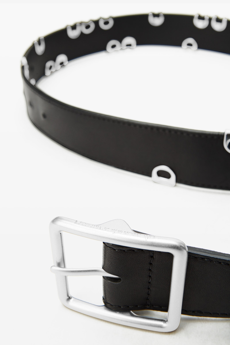 Black Leather Belt with Hardware 5