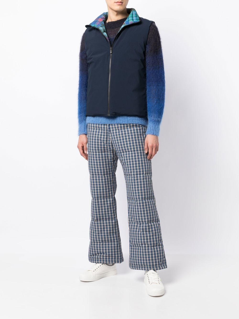 wide-leg checked trousers - 2