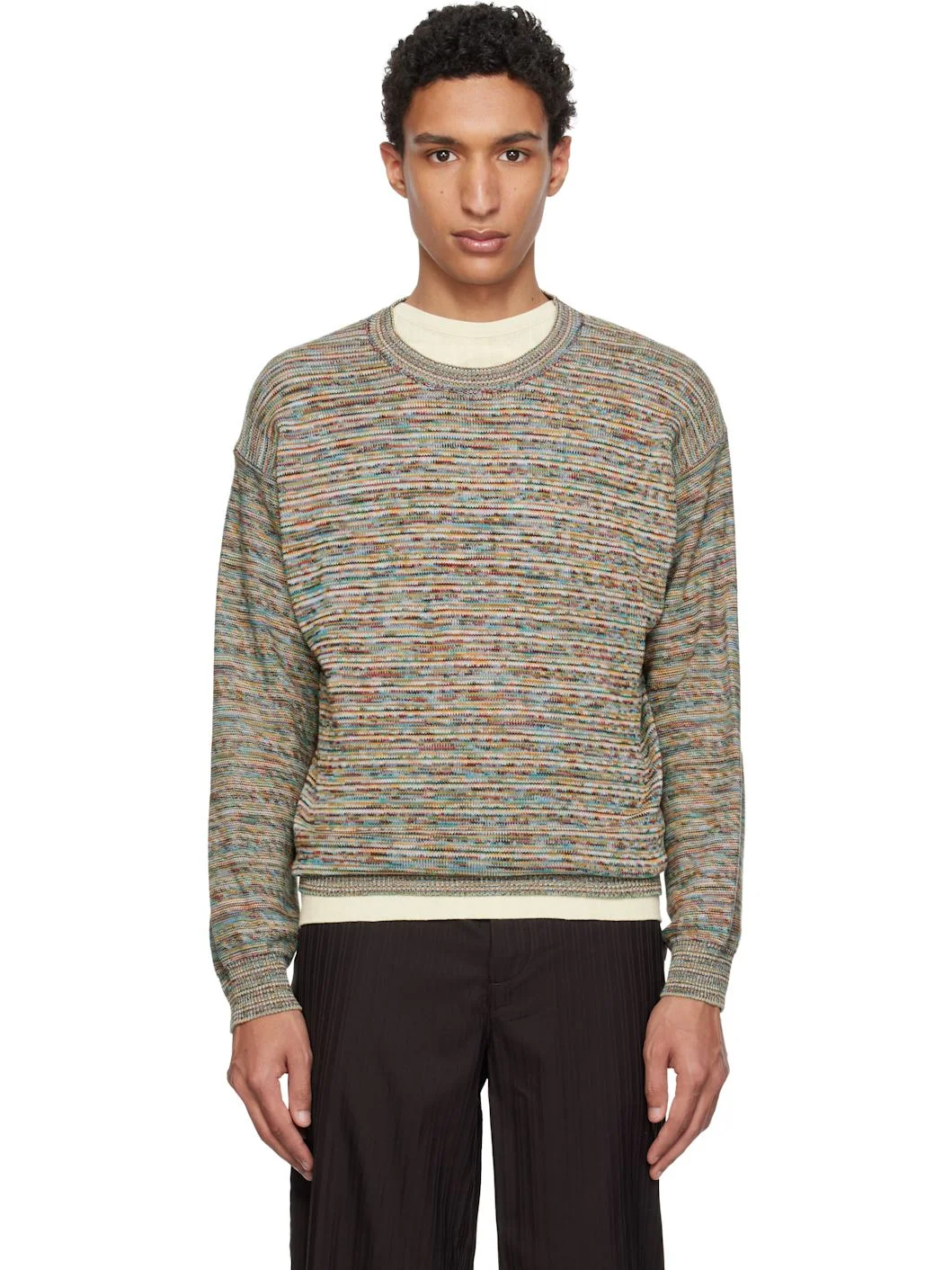 Multicolor 'Signature Stripe' Knitted Cotton Sweater - 1