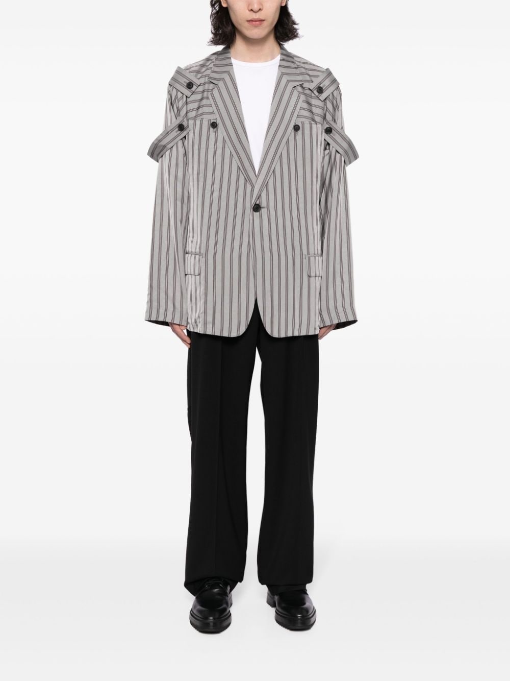 epaulette-detail pinstripe blazer - 2