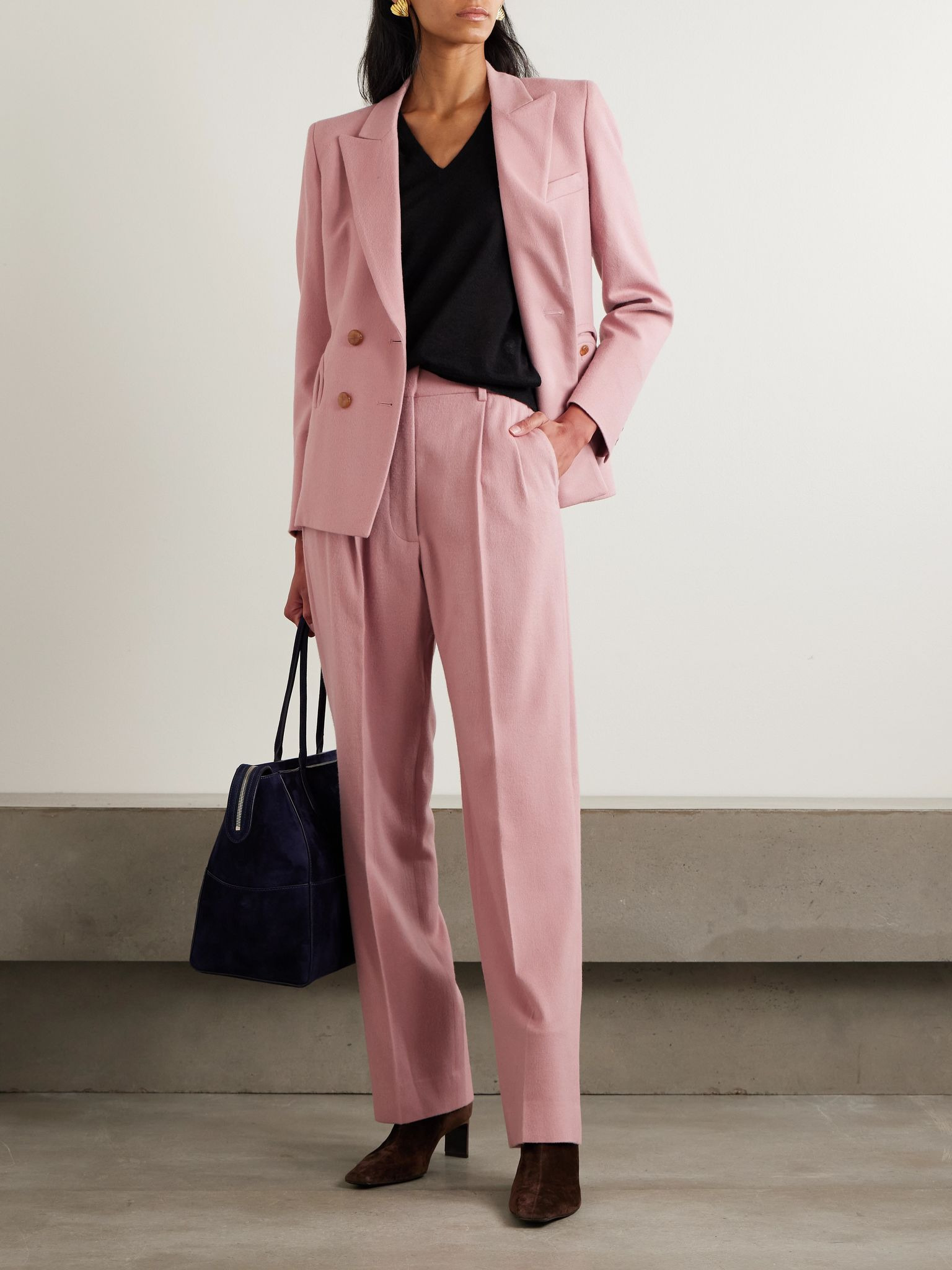 Fox pleated wool and cashmere-blend tapered pants Pink - 2