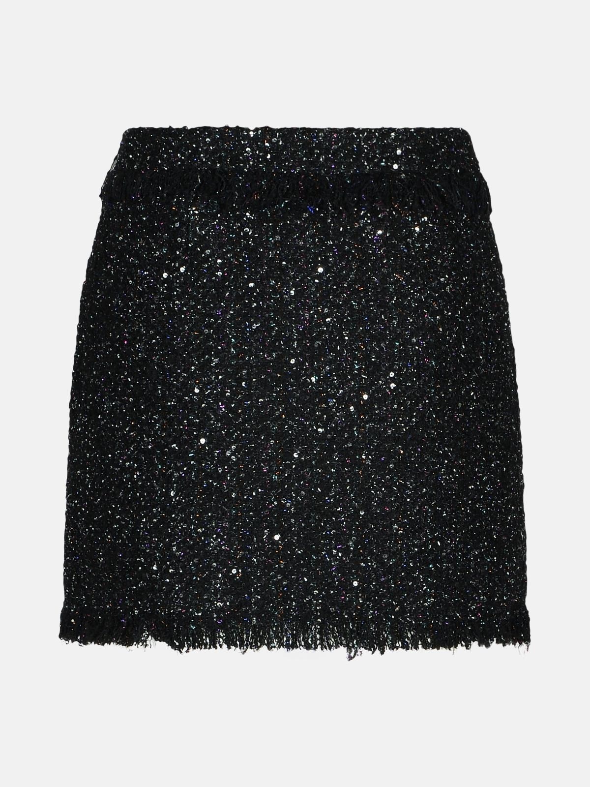 BLACK WOOL BLEND SKIRT - 3