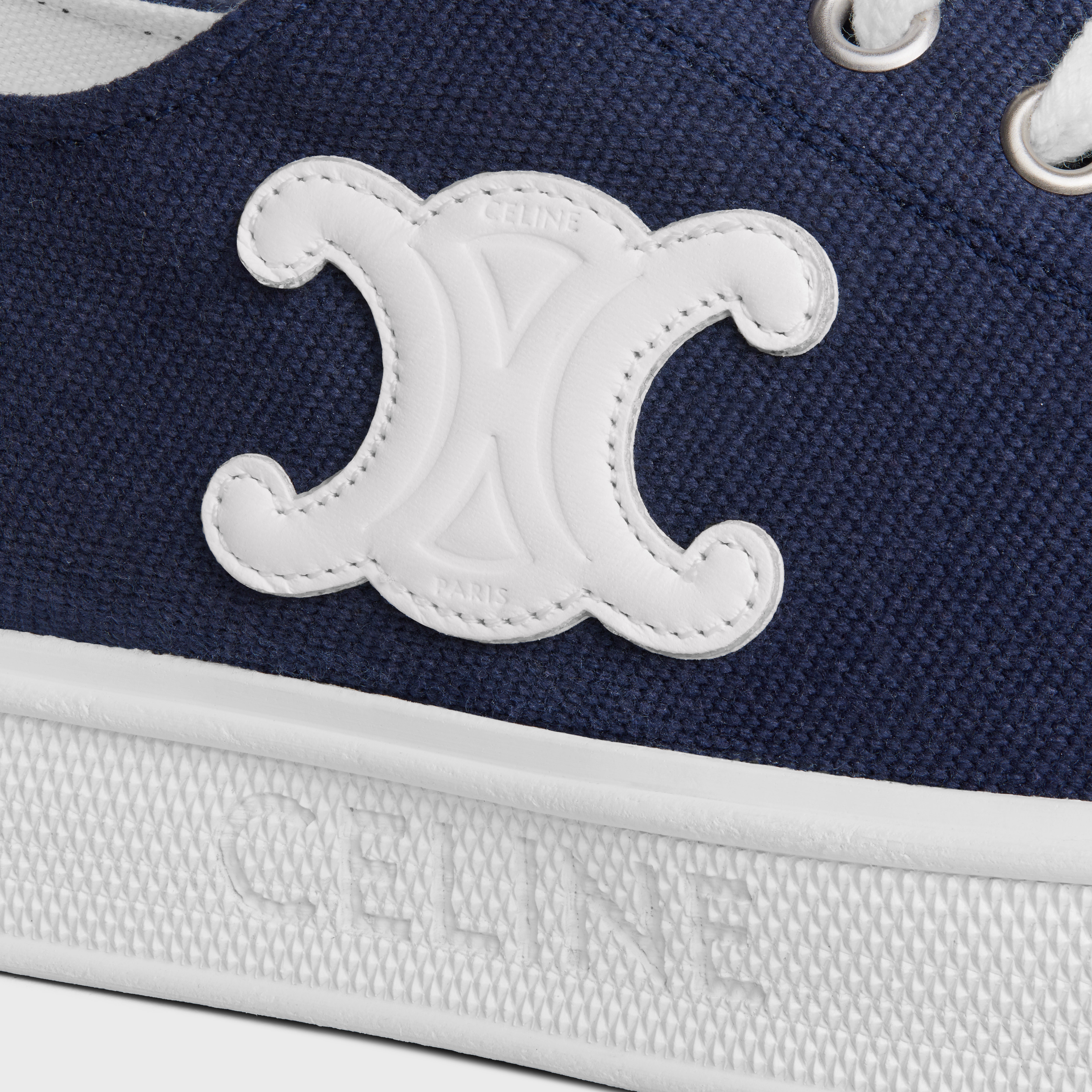JANE SNEAKERS LOW LACE-UP WITH TRIOMPHE PATCH in CANVAS AND CALFSKIN - 5
