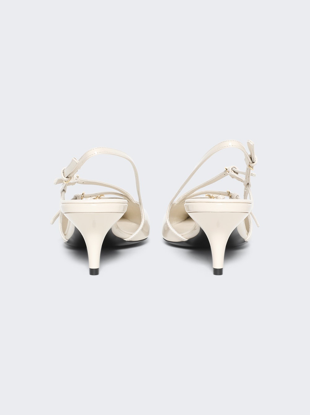 Patent Leather Slingbacks With Buckles White - 4
