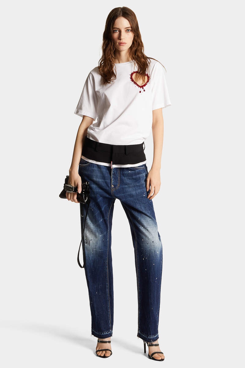 MEDIUM WHITE & BLUE SPOTS LOOSE JEANS - 3