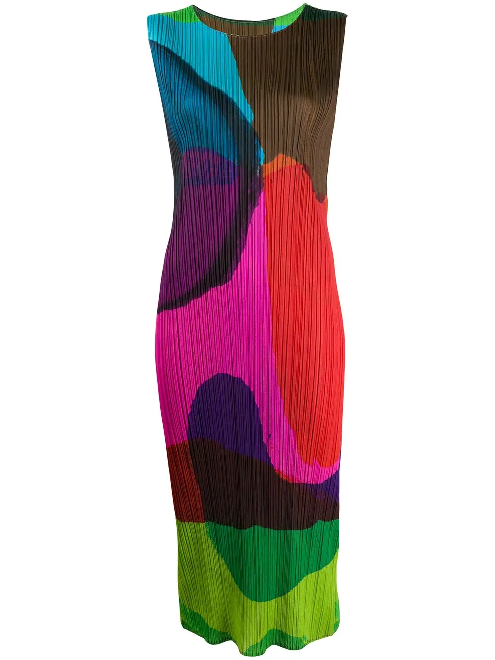 abstract-pattern pleated dress - 1