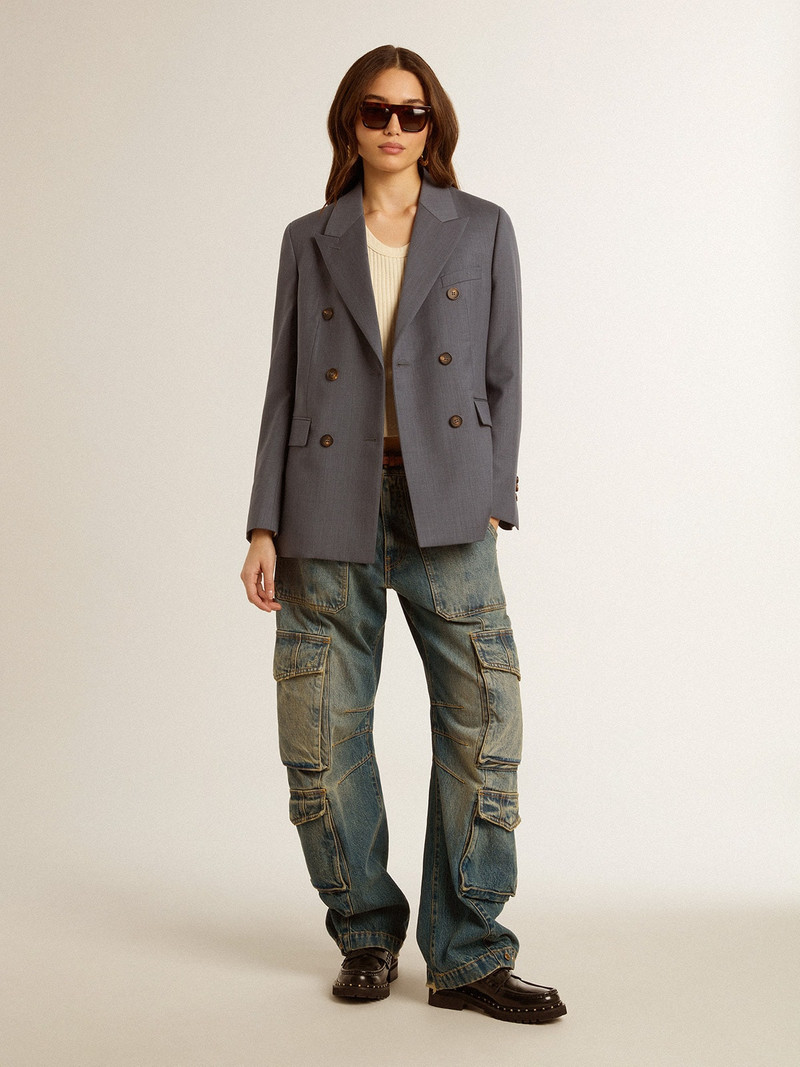 Blue jeans with a distressed finish 3