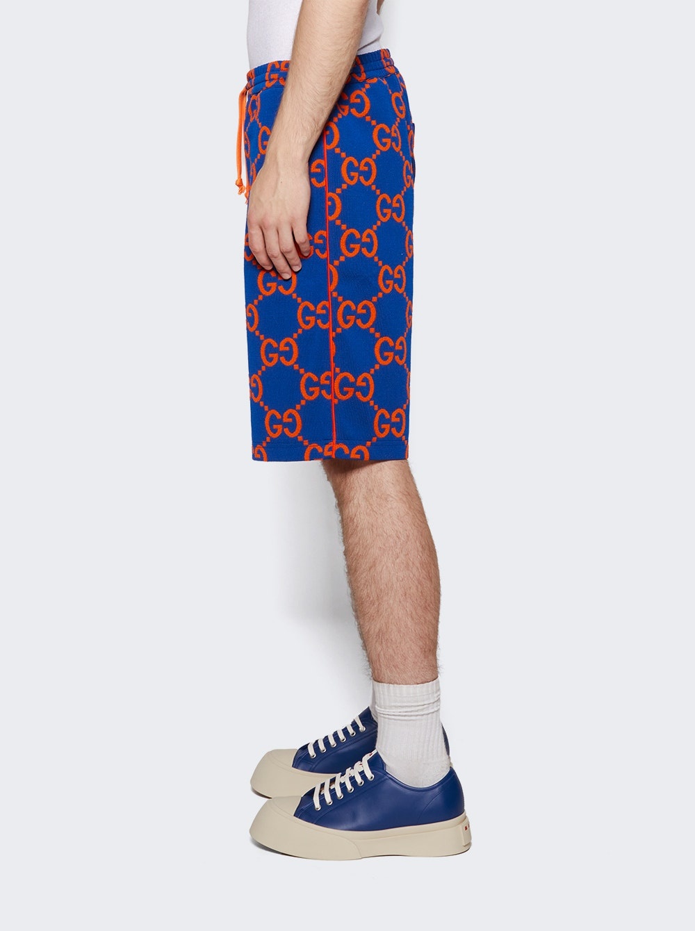 GG Cotton Jacquard Shorts Blue and Orange - 4