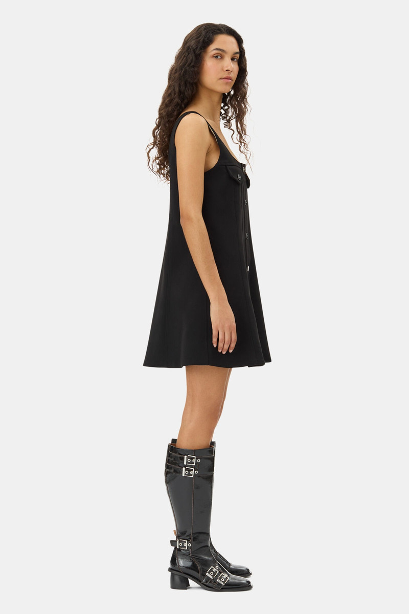 BLACK BONDED CREPE MINI DRESS 4