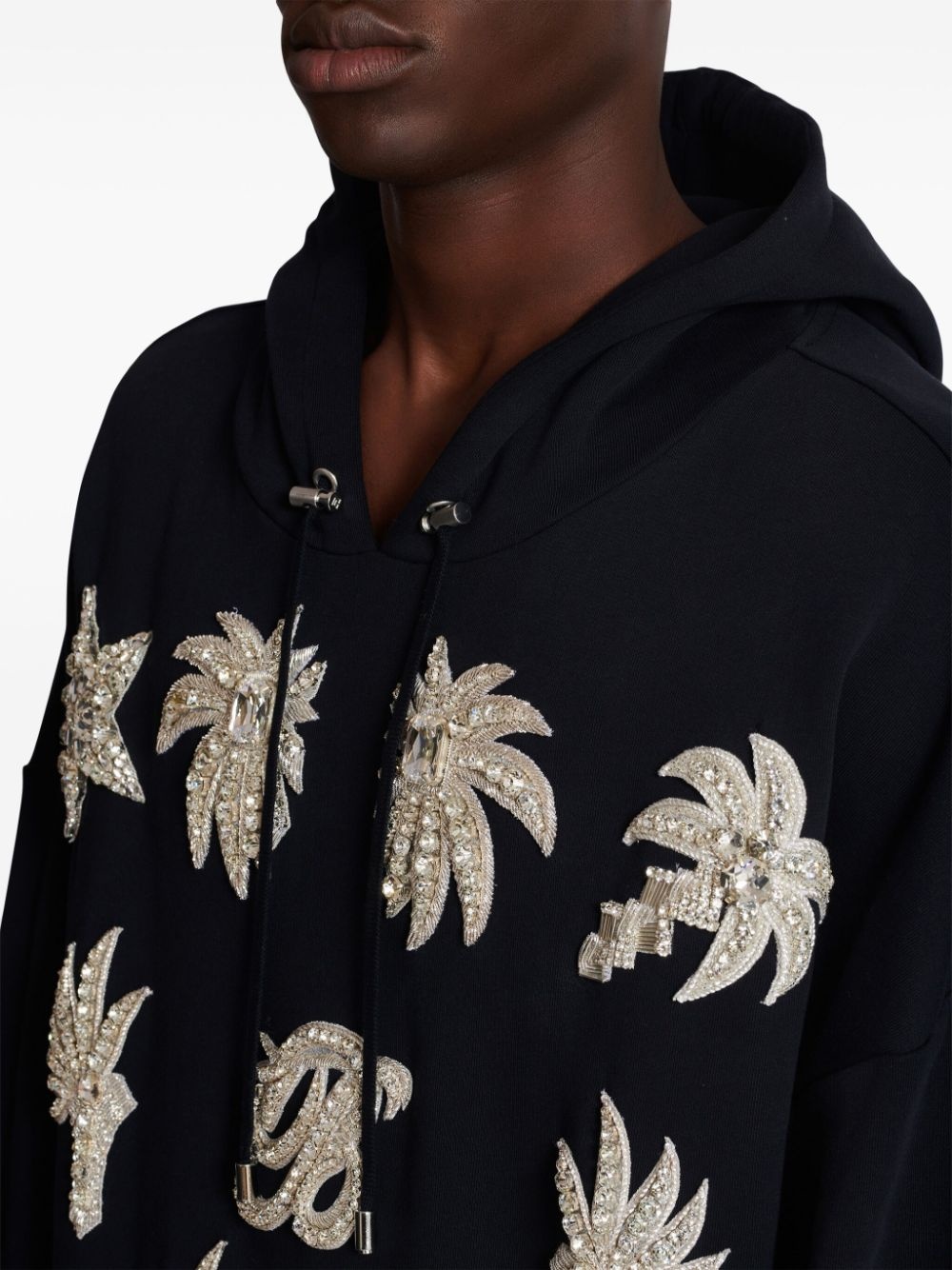 crystal-embellished cotton hoodie - 7