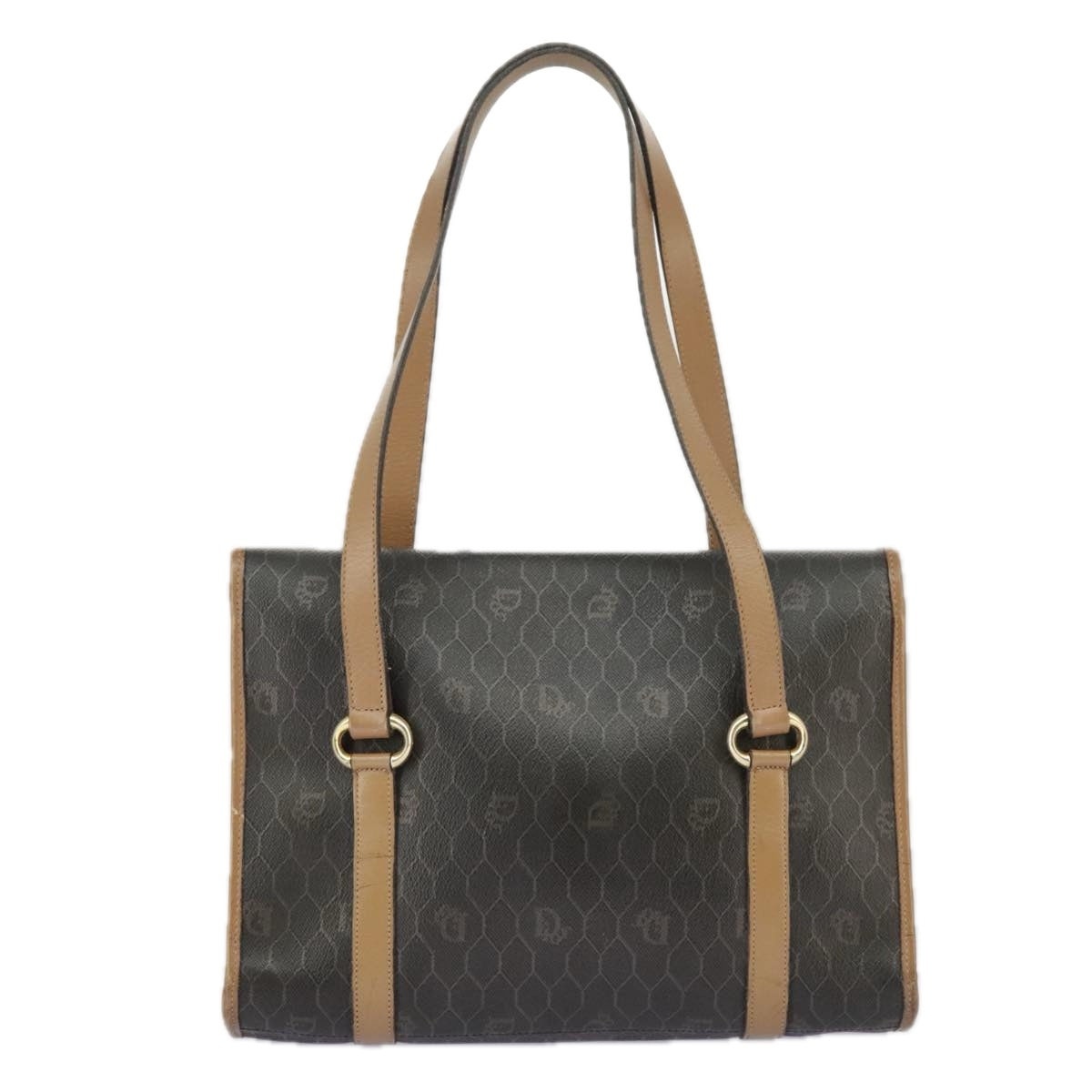 DIOR Honeycomb Canvas Hand Bag Black Beige - 2
