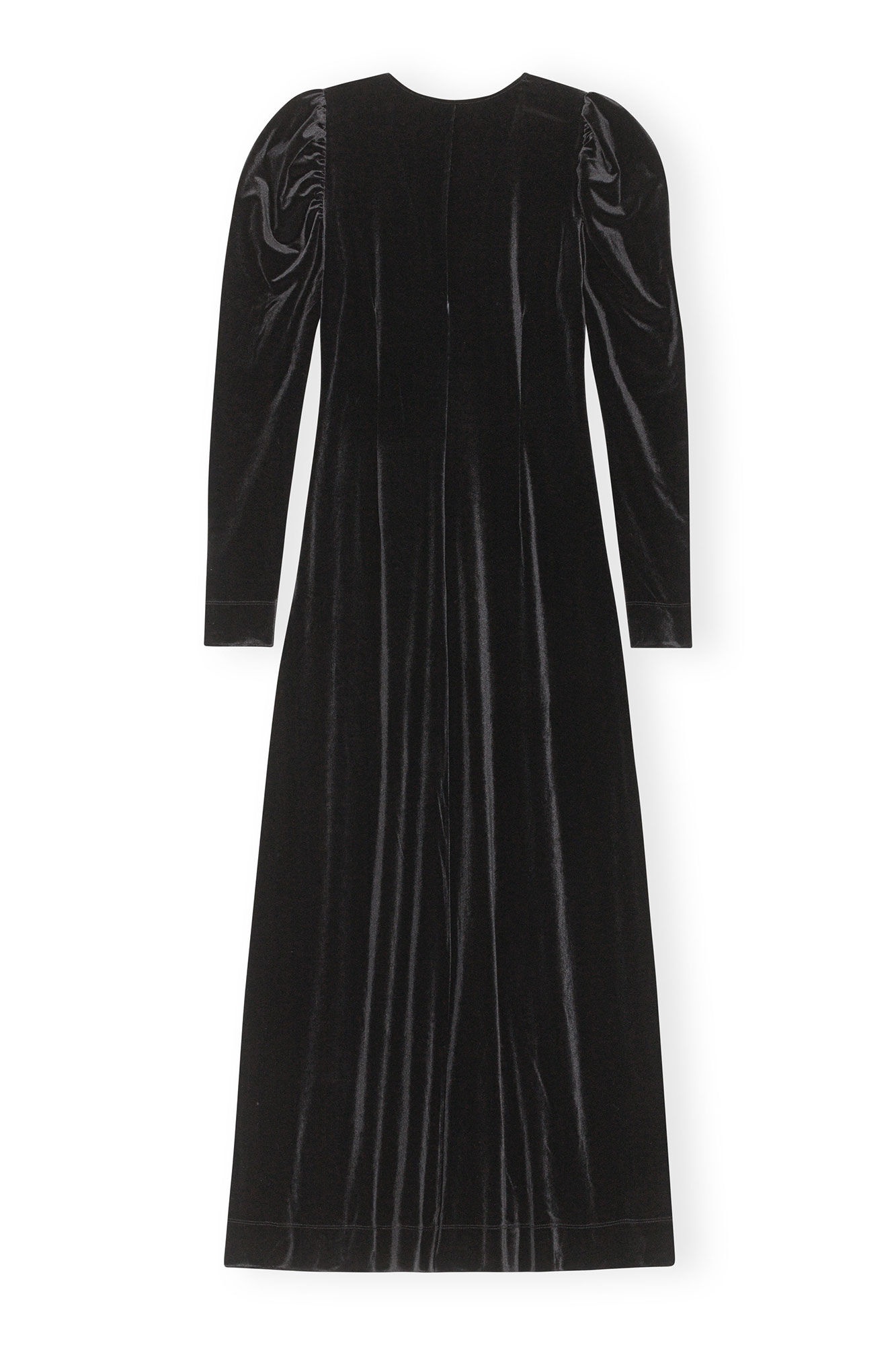 BLACK LONG-SLEEVE VELVET DRESS - 1