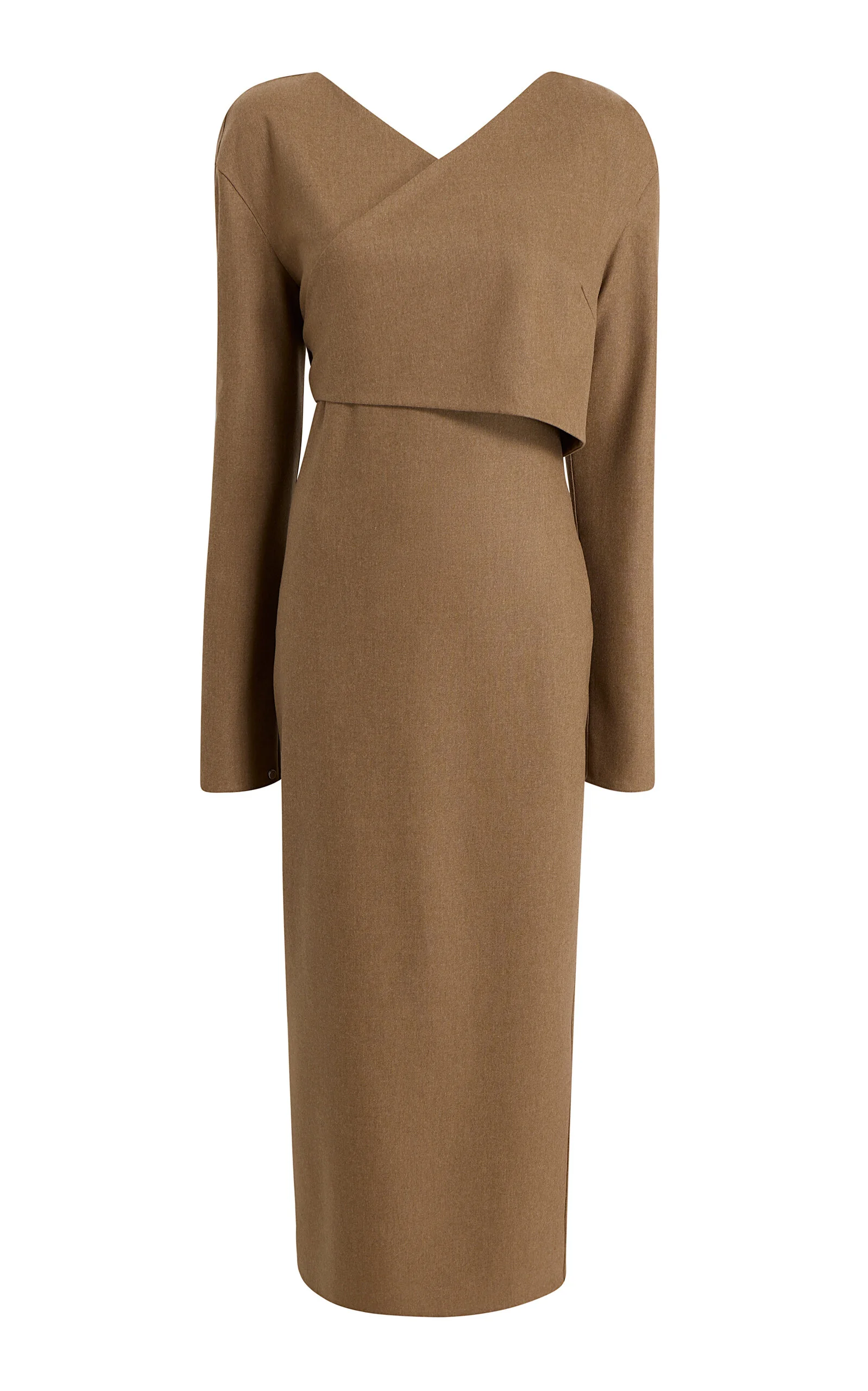 Aubrey Wrap-Front Wool Midi Dress brown - 1