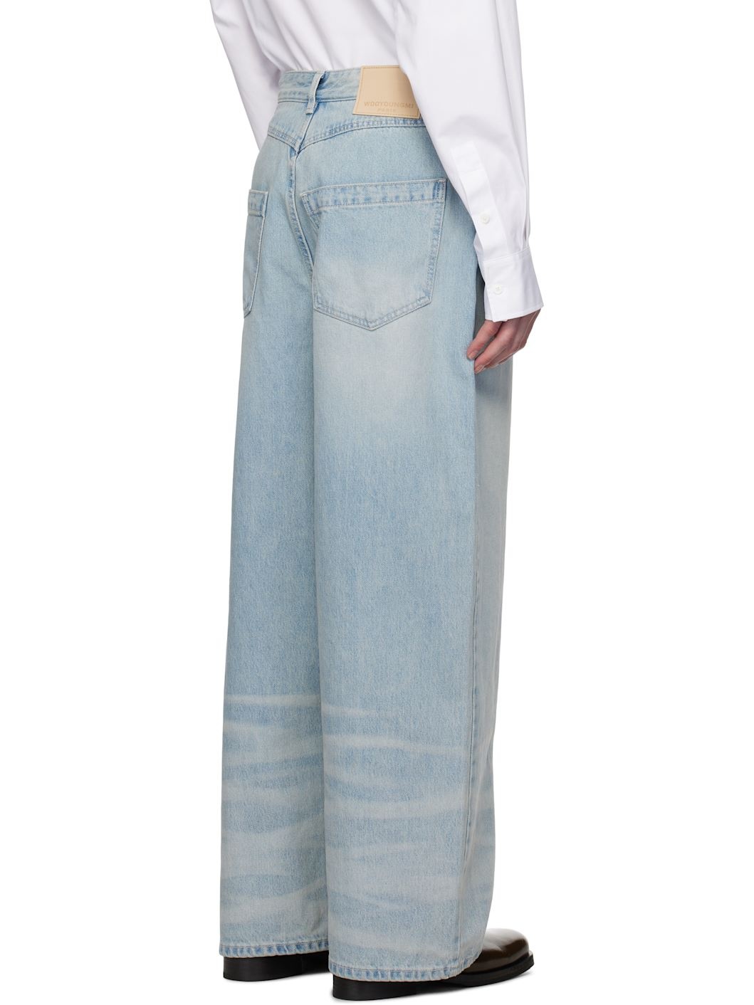 Blue Wide Washed Jeans - 3