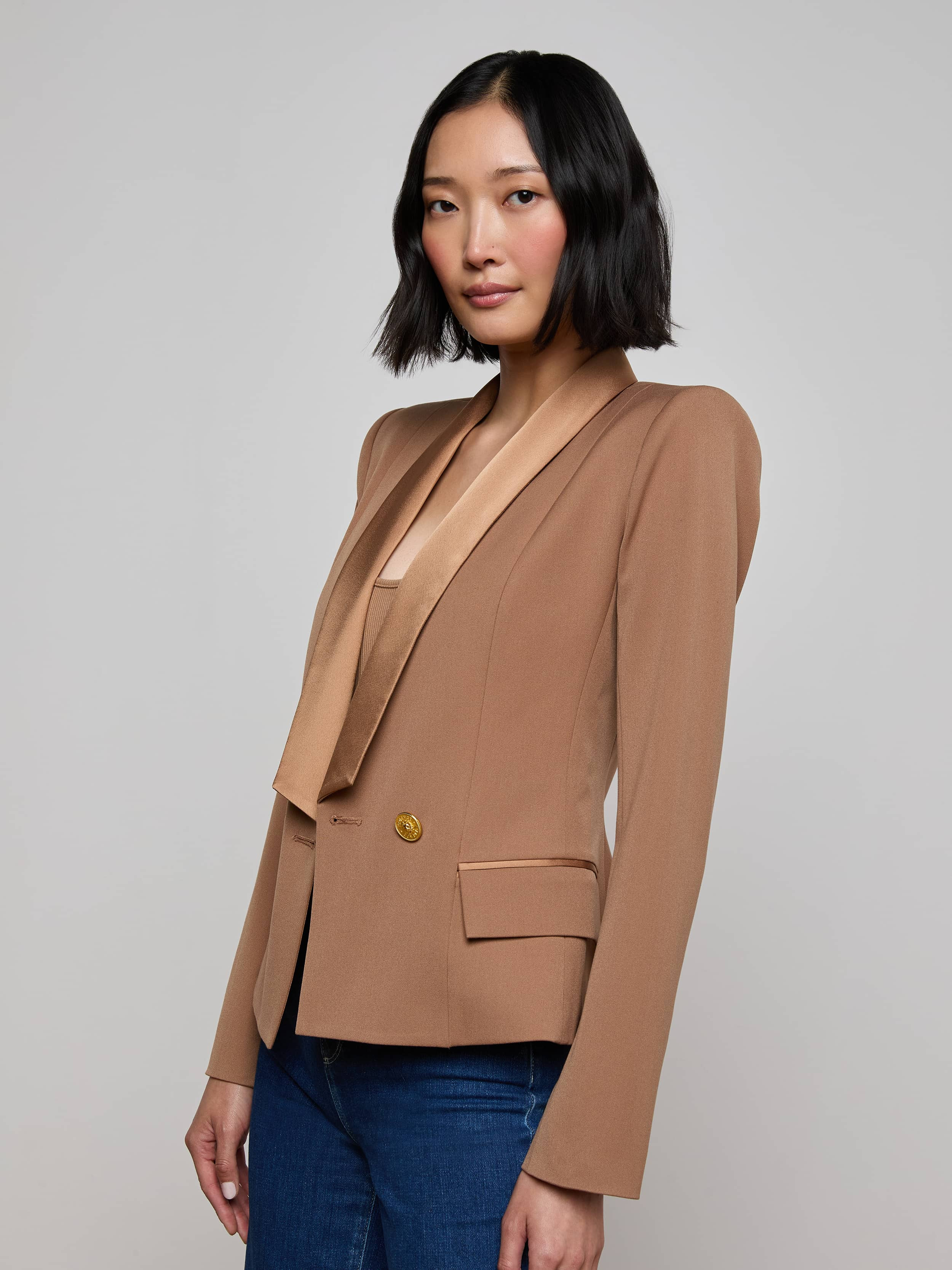 Imogen Satin Lapel Blazer - 3