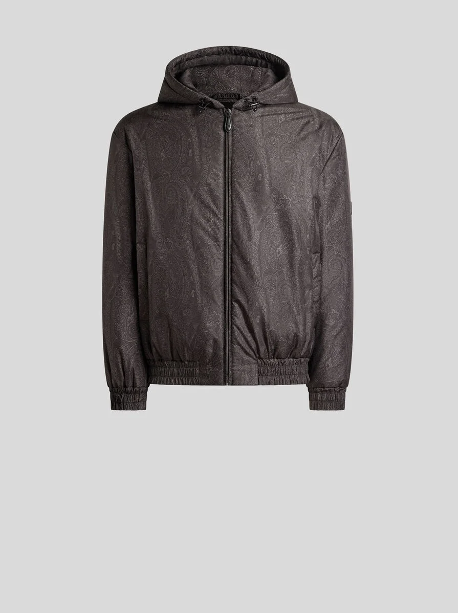 PADDED BOMBER JACKET WITH HOOD AND ARNICA MOTIF - 1