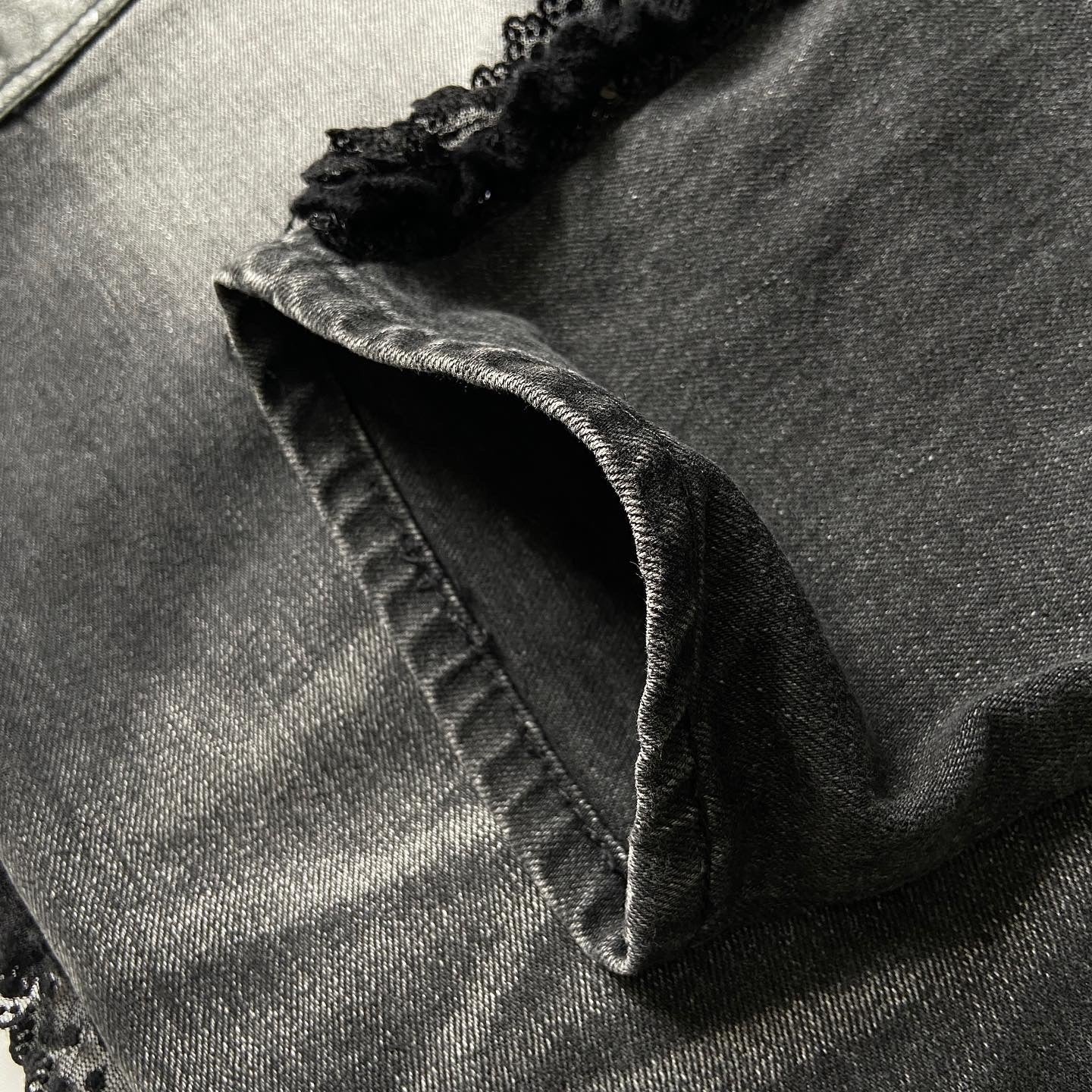 Junya watanabe black trompe l'oeil clawmark sequins lace jeans M - 12
